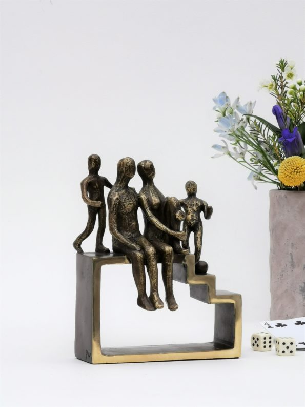 MIN FAMILIE med 2 børn - ægte bronze