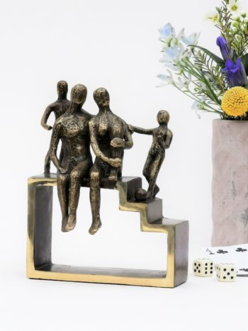 MIN FAMILIE med 2 børn - ægte bronze