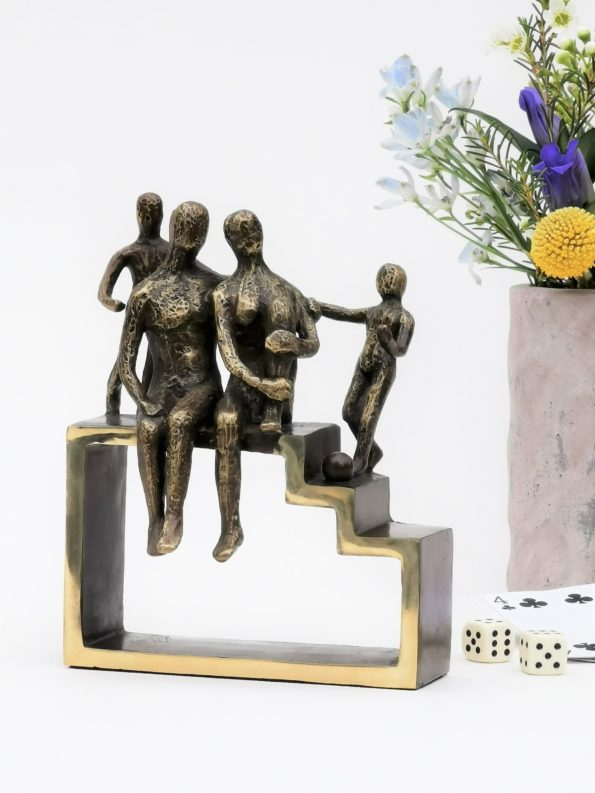 MIN FAMILIE med 2 børn - ægte bronze