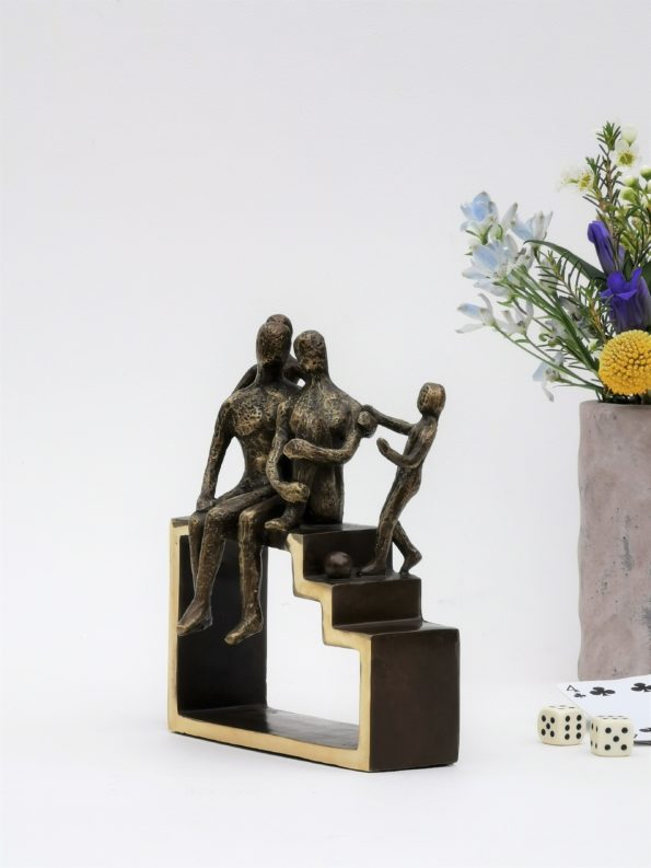 MIN FAMILIE med 2 børn - ægte bronze