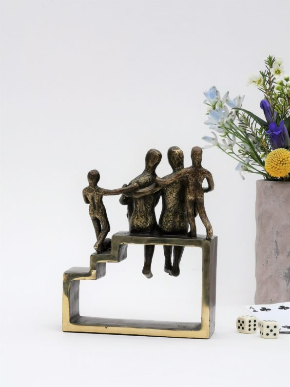 MIN FAMILIE med 2 børn - ægte bronze