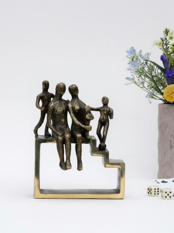 MIN FAMILIE med 2 børn - ægte bronze
