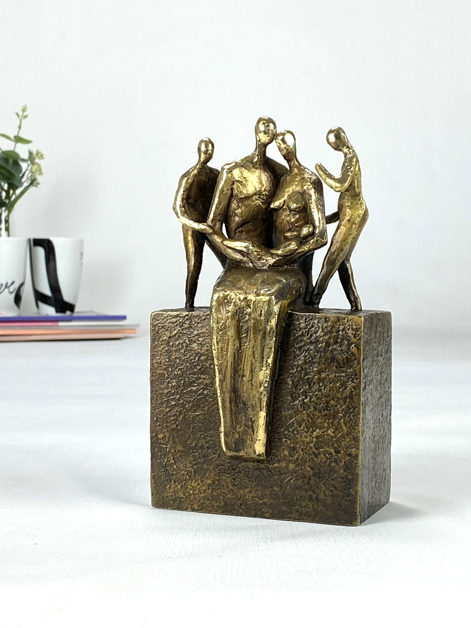 Min familie med 3 børn - ægte bronze